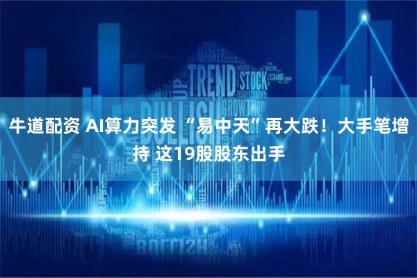 牛道配资 AI算力突发 “易中天”再大跌！大手笔增持 这19股股东出手